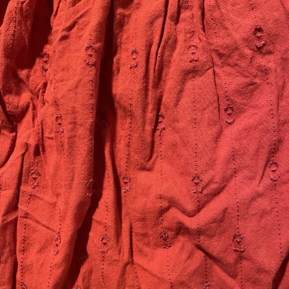 Universal Thread Blouse Womens Large Puff Sleeve Embroidered Burnt Orange Red - Picture 6 of 9